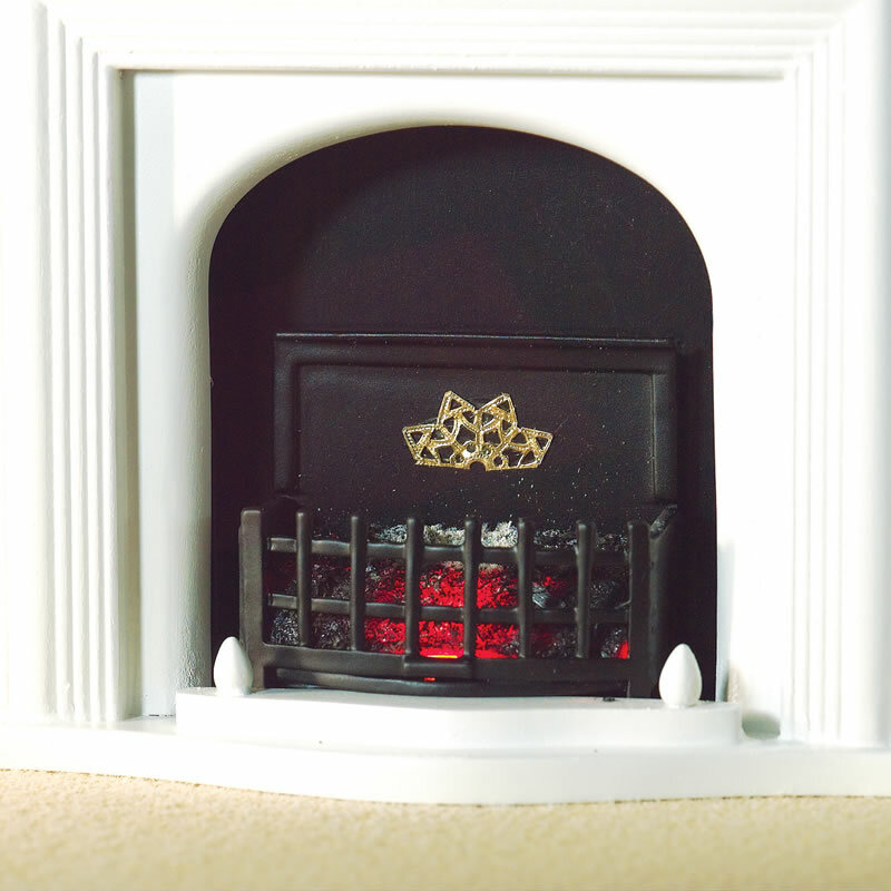 Dolls House Electric Fire Grate Black Resin Lounge 12V Miniature 1:12th Scale