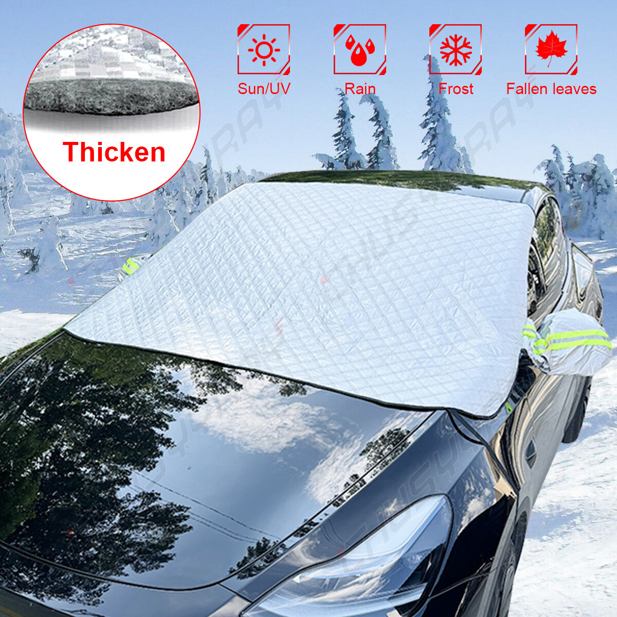 For GMC Windshield Snow Cover Frost Guard Ice Protector with Side Mirror Cover