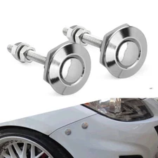 2x Car Quick Release Bumper Latch Push Button Bonnet Hood Pin Lock Clip Silver