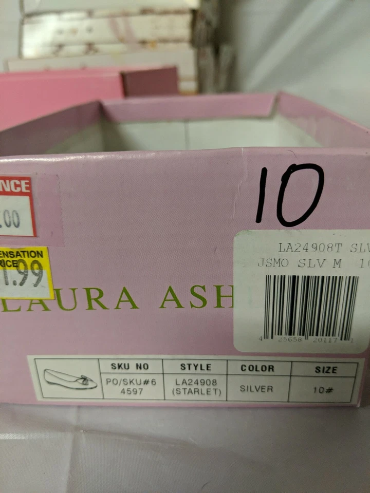 Zapato Laura Ashley Starlet Plata Brillo Flor Banda Niña Talla 10 ~ #181 Foto 3 de 3