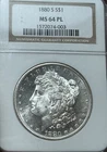 1880-S Morgan Silver Dollar NGC MS 64PL Mirror Surfaces &  Frosty Cameo.