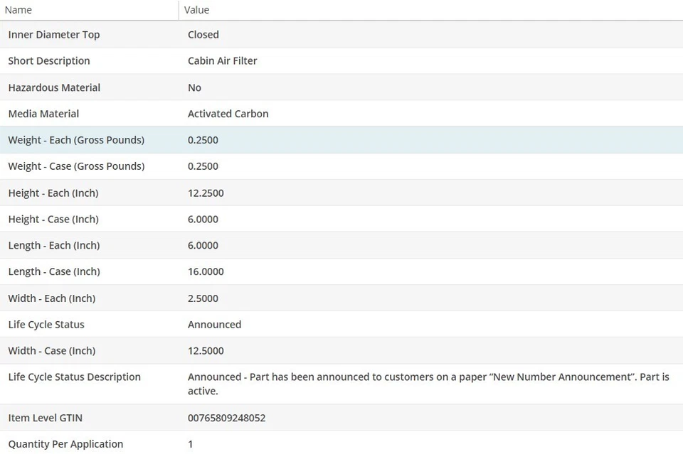 OEM CABIN AIR FILTER WIX For CHEVROLET SILVERADO 1500 HD 2001-2003 V8-6.0L - Image 3 of 3