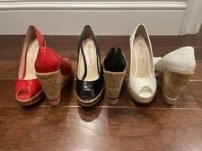 Gastone Lucioli Patent Leather Peep Toe Wedge 36 Retail $345 X 3