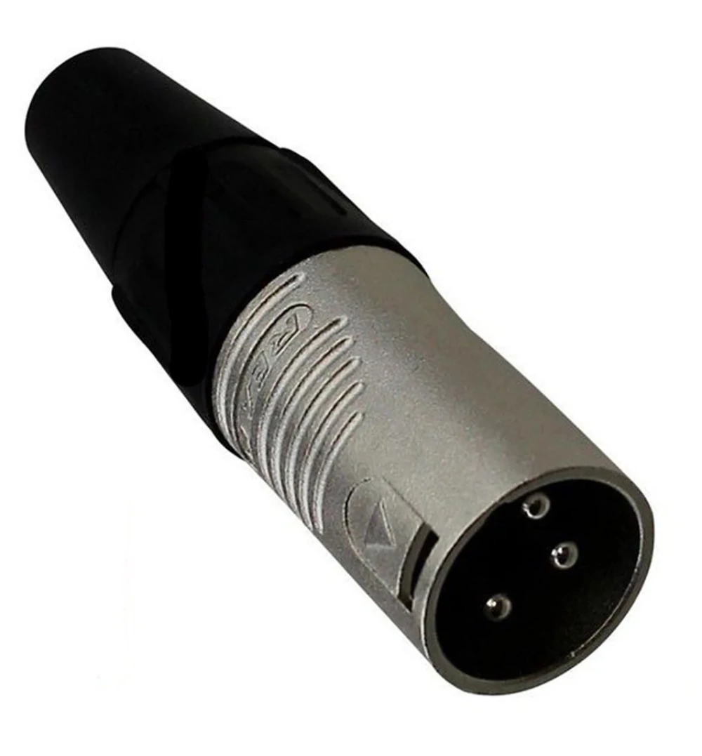 REAN RC3M 3-Pin XLR Male Cable Mount LO-Z Connector - Nickel Shell