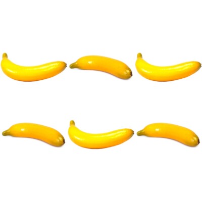 6-Pack Artificial Banana - Yellow Fruit Bananas Decorative Fake Plastic Lot