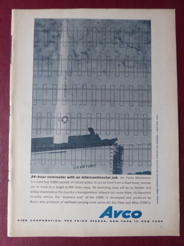 9/1960 PUB AVCO US AIR FORCE MINUTEMAN MISSILE ORIGINAL AD - Photo 1/1