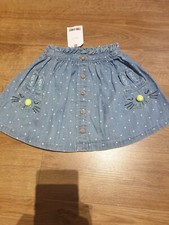 Next Baby Girls Denim Blue Bunny Pocket Skirt Size: 9-12 month  BNWT