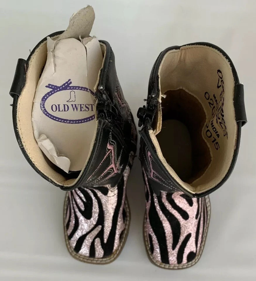 Botas de Vaquero OLD WEST Zibra Estampado Brillo Rosa/Negro Niño Pequeño Talla 5 Foto 3 de 4