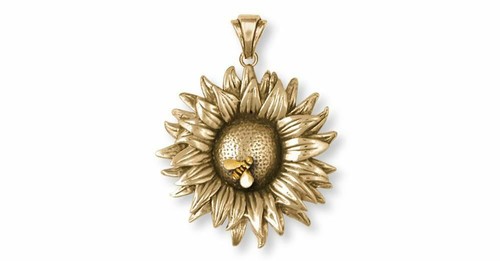 Sunflower Pendant Jewelry 14k Gold 