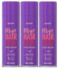 Aussie Hairspray Mega 14 Ounce 24 Hour Flexible Hold (3 Pack)