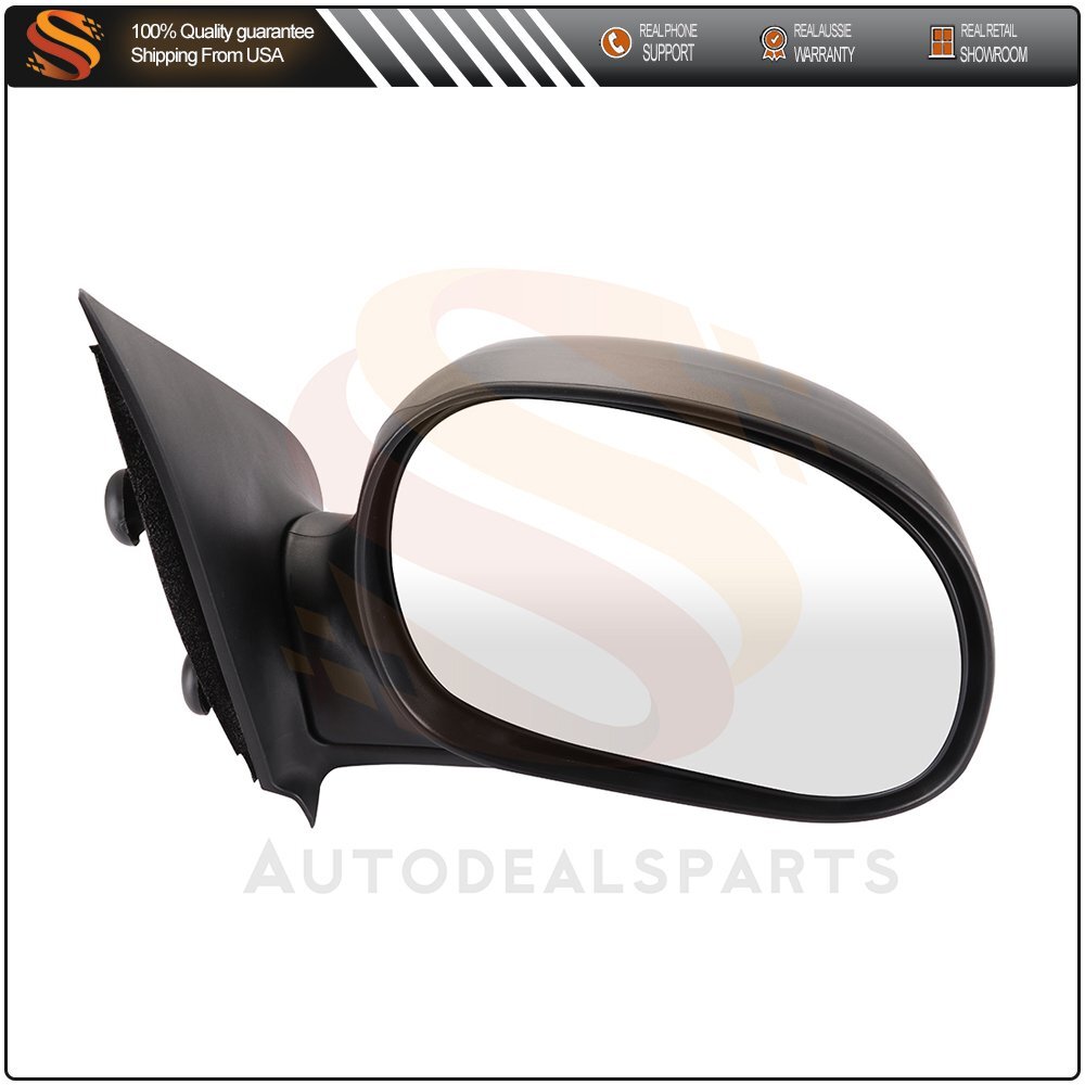 View Mirror Compatible With 1997-2004 Ford F-150 Right Side Manual Fold Black