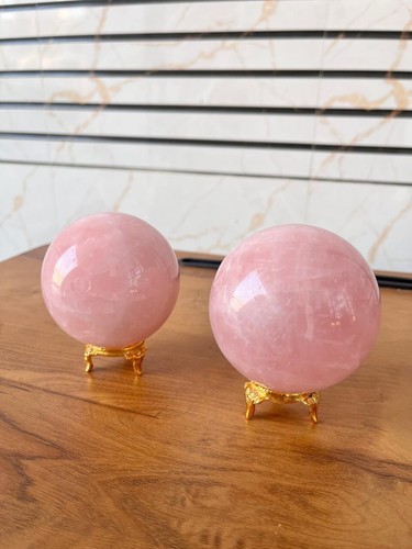 Large Rose Quartz Crystal Sphere Ball Handmade Crystal Home Office Decor Ball - Picture 6 of 7