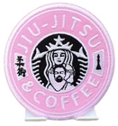 Jiu Jitsu & Coffee Patch (3 Inch) Pink Iron-on Badge Girls BJJ Grappling Emblem