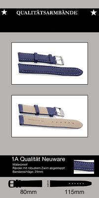 24mm Waterproof - robust & Qualität - blaues Uhren Armband Kunststoff marineblau