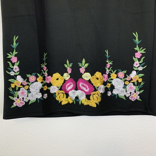 Catherine Malandrino Bleistiftrock 4 schwarz Blumen bestickt Neu mit Etikett - Bild 3 von 12