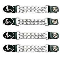 Motorcycle Vest Extenders Double Chrome Chain Made in USA Line 24 Snaps MC Biker