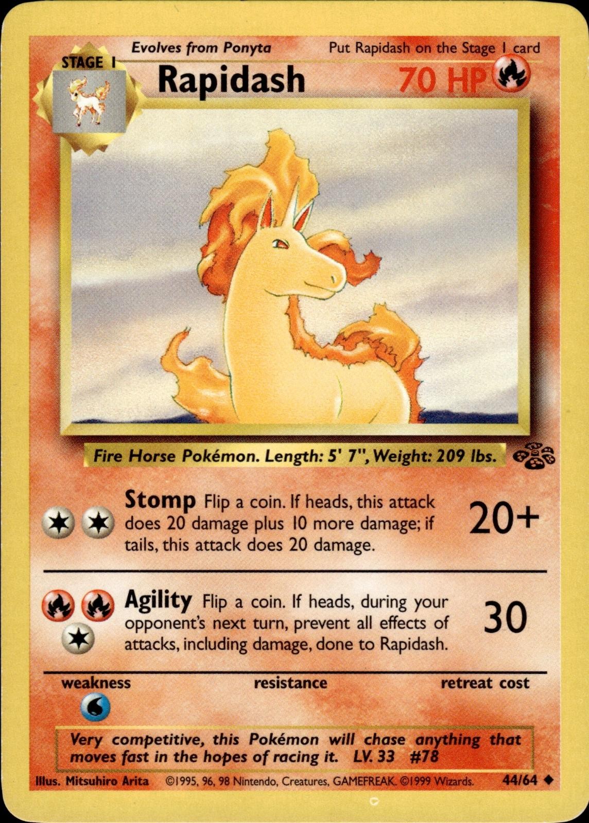 Pokemon Jungle Uncommon Rapidash 44/64 - Near Mint (NM)