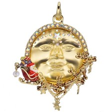 Kirks Folly Santa Over the Seaview Moon Magical Flight Open Ring Charm gt