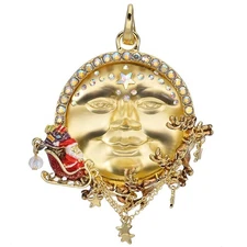 Kirks Folly Santa Over the Seaview Moon Magical Flight Open Ring Charm gt