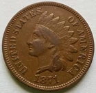 1871 Indian Head Cent Bold N - VF Details, Semi Key Date Penny 1C coin