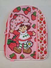 Large Backpack - Strawberry Shortcake Vertical Pouch Pink 16" School Bag NEW Kid