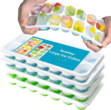 Ice Cube Trays for Freezer - Easy Release Silicone Ice Trays with Spill-Resistan