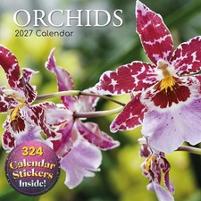 2027 Square Wall Calendar-Orchids , 12 x 12 In Monthly View, 16-Month