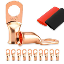 10PCS Battery Cable Ends, 4 Gauge Wire Connectors 3/8 Copper Wire Lugs, Bare ...