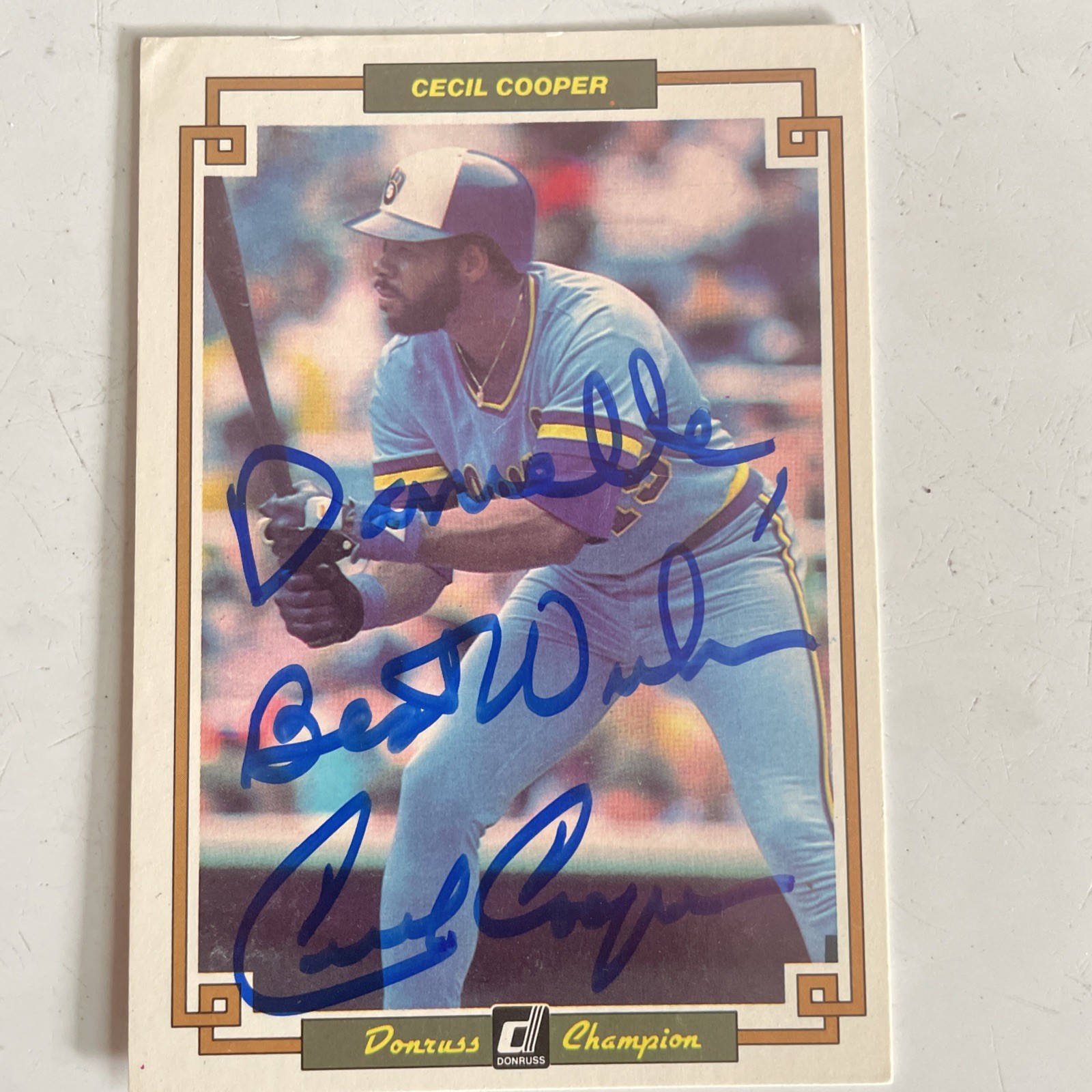 Cecil Cooper Signed 1984 Donruss Champion #24 Brewers Auto Card Baseball