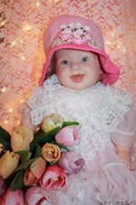 Hand  Heart Pink Baby Girl Infant Hat 0-6 Mo Easter Hat White Bunnies Roses