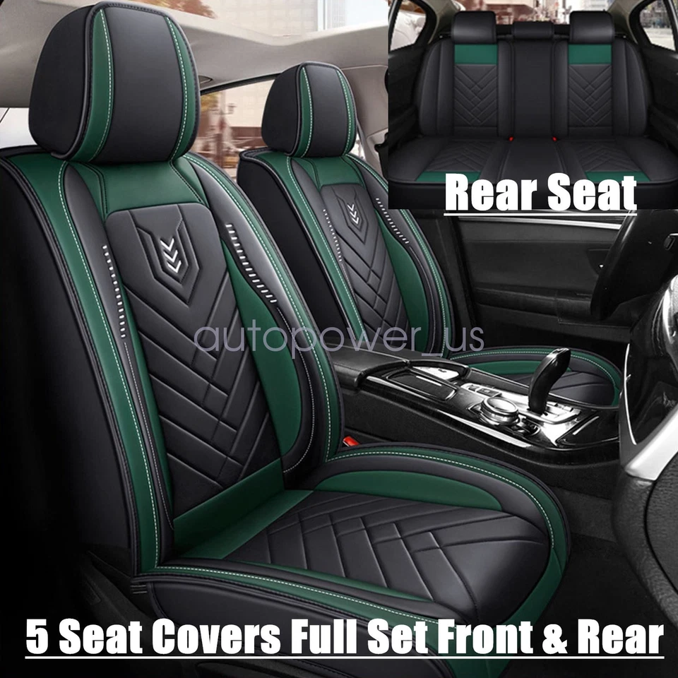 For Nissan Luxury Leather Car Seat Covers Full Set 5-Seats Front Rear Protectors Foto 3 de 4