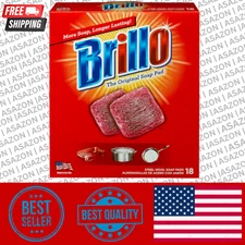 18 PADS - Brillo Steel Wool Scouring Soap Pad Pots Pans Grills Dishes Kitchen Se