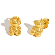 Stainless Stee Bear Earrings for Women Girls Cute Animal Fine Jewelry Accessory