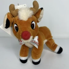 Rudolph Red Nosed Reindeer Movie Toy Plush Bean Rattle 6" Xmas Prestige VTG 1998