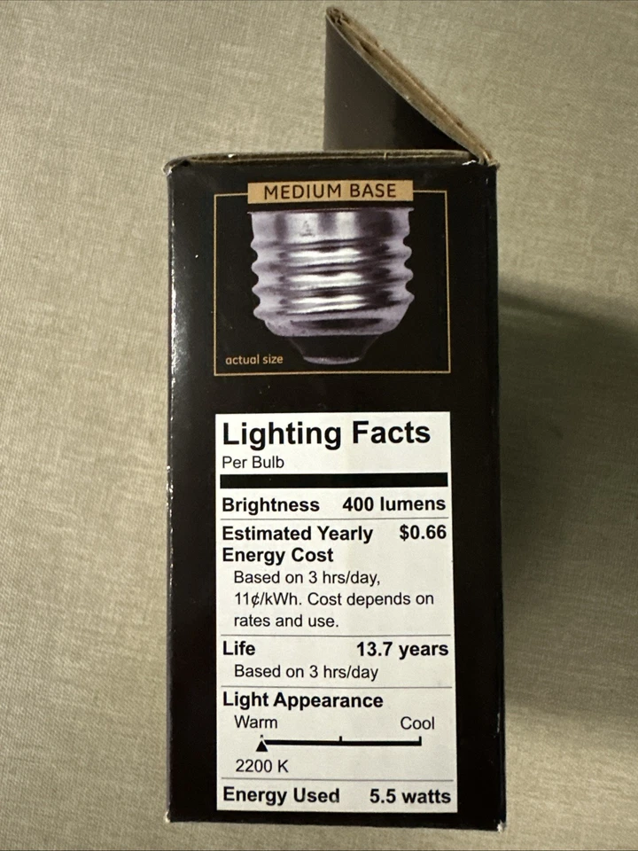 GE LED Vintage Style Warm Candle Light Dimmable 60w Amber 400 Lumens 2 Bulbs - Image 3 of 4