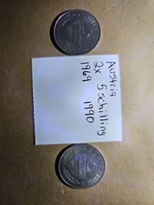 2 Lot Austria 5 Schilling Coin 1969 1990