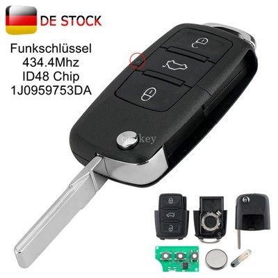 Funk Schlüssel 1J0959753DA 434mhz Passend Für VW Golf Bora Beetle Passat Polo