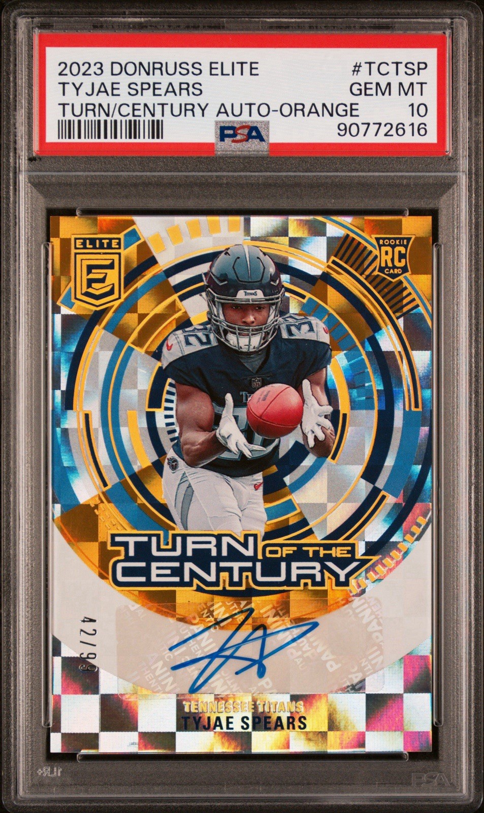 Tyjae Spears Panini Donruss Elite Turn of the Century Autograph #TCTSP Orange