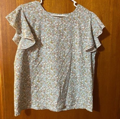 Shein Women's Short Sleeve Floral Ruffle Blouse Size XL