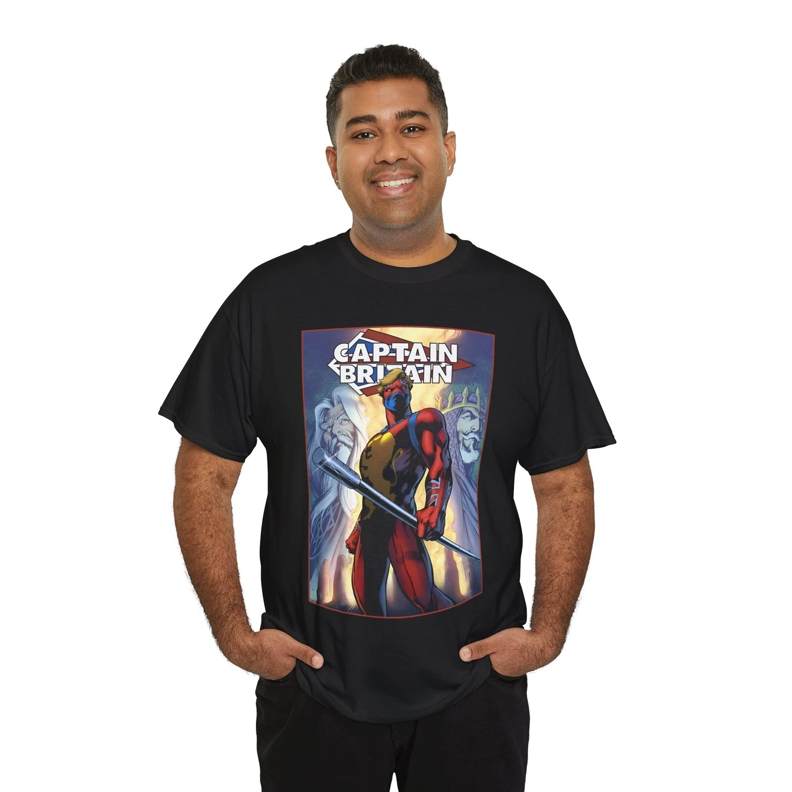 Captain Britain T-Shirt - Alan Davis Art - Excalibur Leader - Marvel Comics