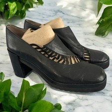 Vintage 90 s Nine West Unique Cut-Out Design Black Leather Women's Heels