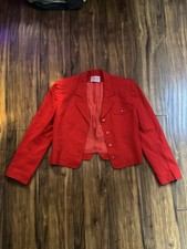 Vintage Petite Pendleton Red 100 Virgin Wool Blazer Jacket Women's Size 6