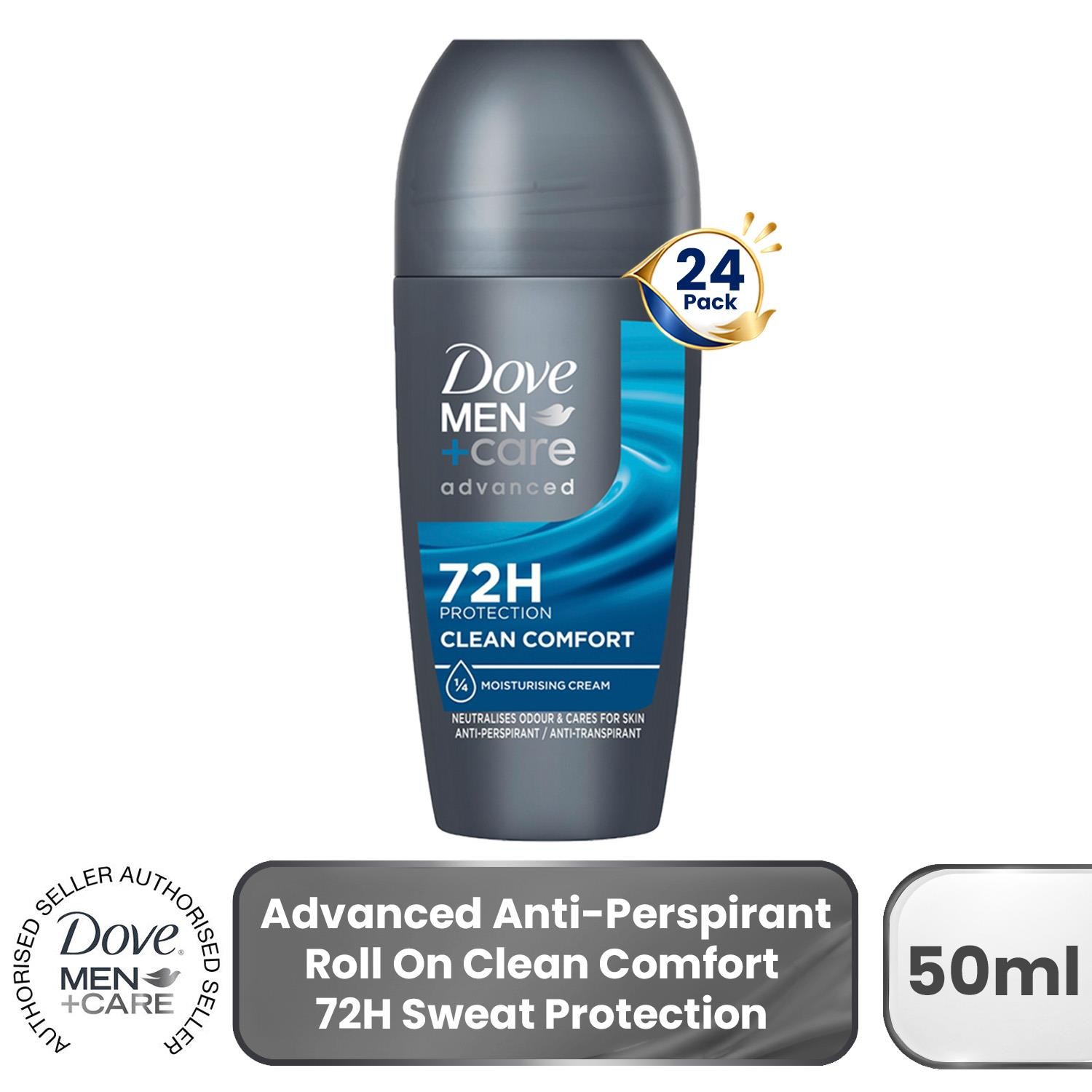 Dove Men+Care Anti-Perspirant Roll On Clean Comfort 6x50ml 72H Sweat Protection - Image 6