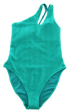 NWT Old Navy Green Waffle One Shoulder One Piece Swimsuit Women Medium