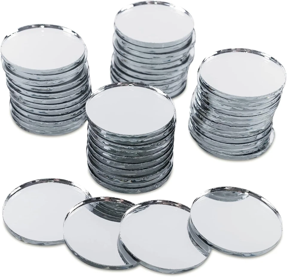 Versátiles espejos redondos de vidrio de 1 pulgada - Paquete de 50 para impresionantes creativos de decoración Foto 3 de 4