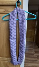 NEW Hand Knitted 100 Cotton Plum Purple Warm Cozy 6" x 70" Winter Scarf