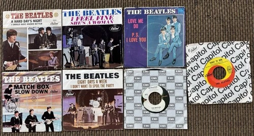 THE BEATLES Lot Of 7 - Different 45RPM Vinyl Records Singles