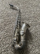 Buescher Alto Saxophone Eb Silver Color Engraved Finish Includes Case Strap