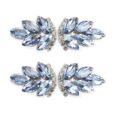 2Pcs Patch à Paillettes Cristal pour Applique Perlé Bleu Clair/Argent Blanc - Photo 1/4