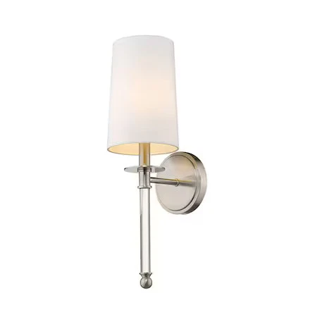 Z-LITE 808-1S-BN Mila 1 Light Wall Sconce, Brushed Nickel & White - Picture 1 of 8